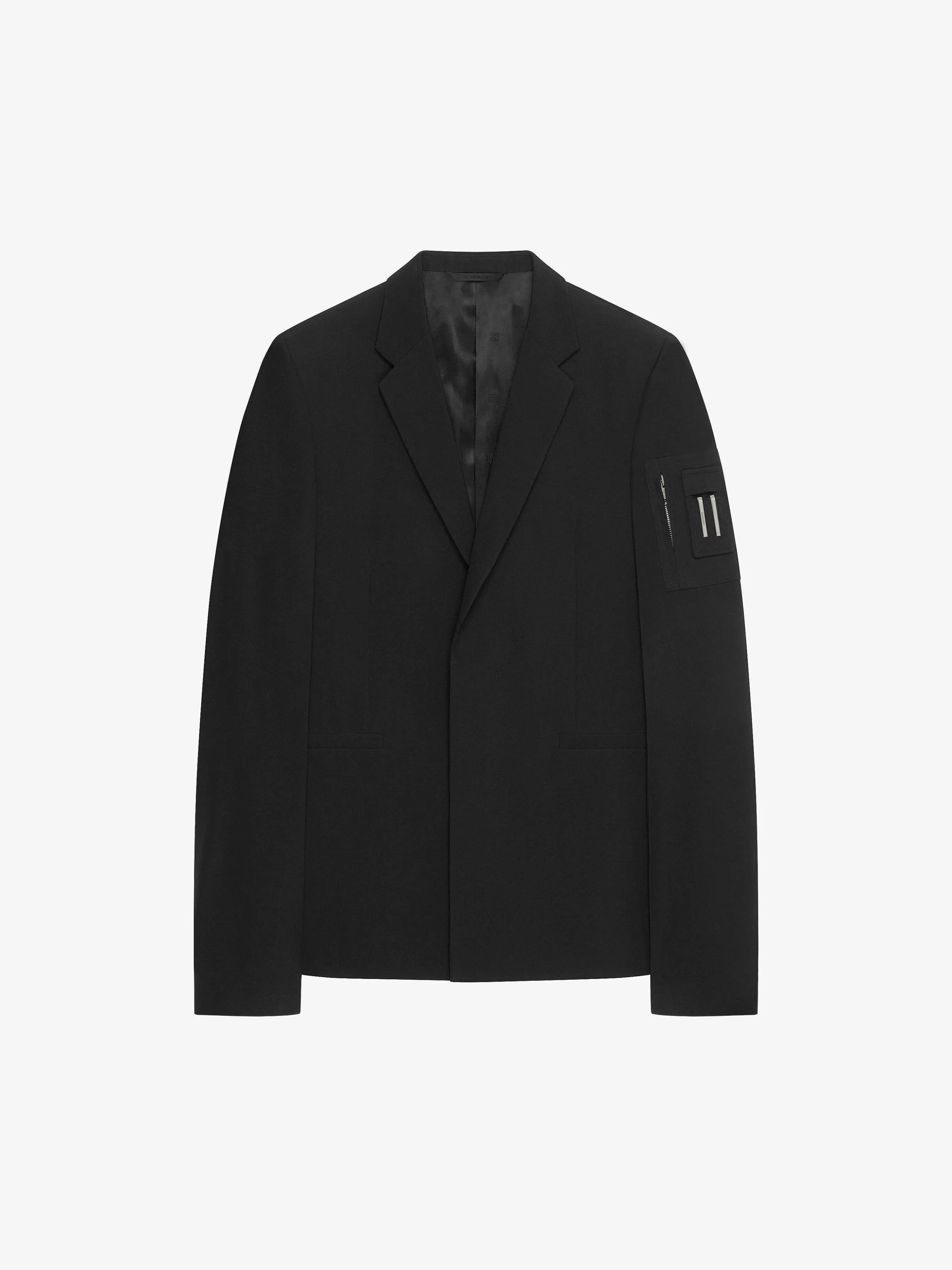 Givenchy Vestes Et Manteaux>Veste Slim Fit En Laine Avec Poche Noir