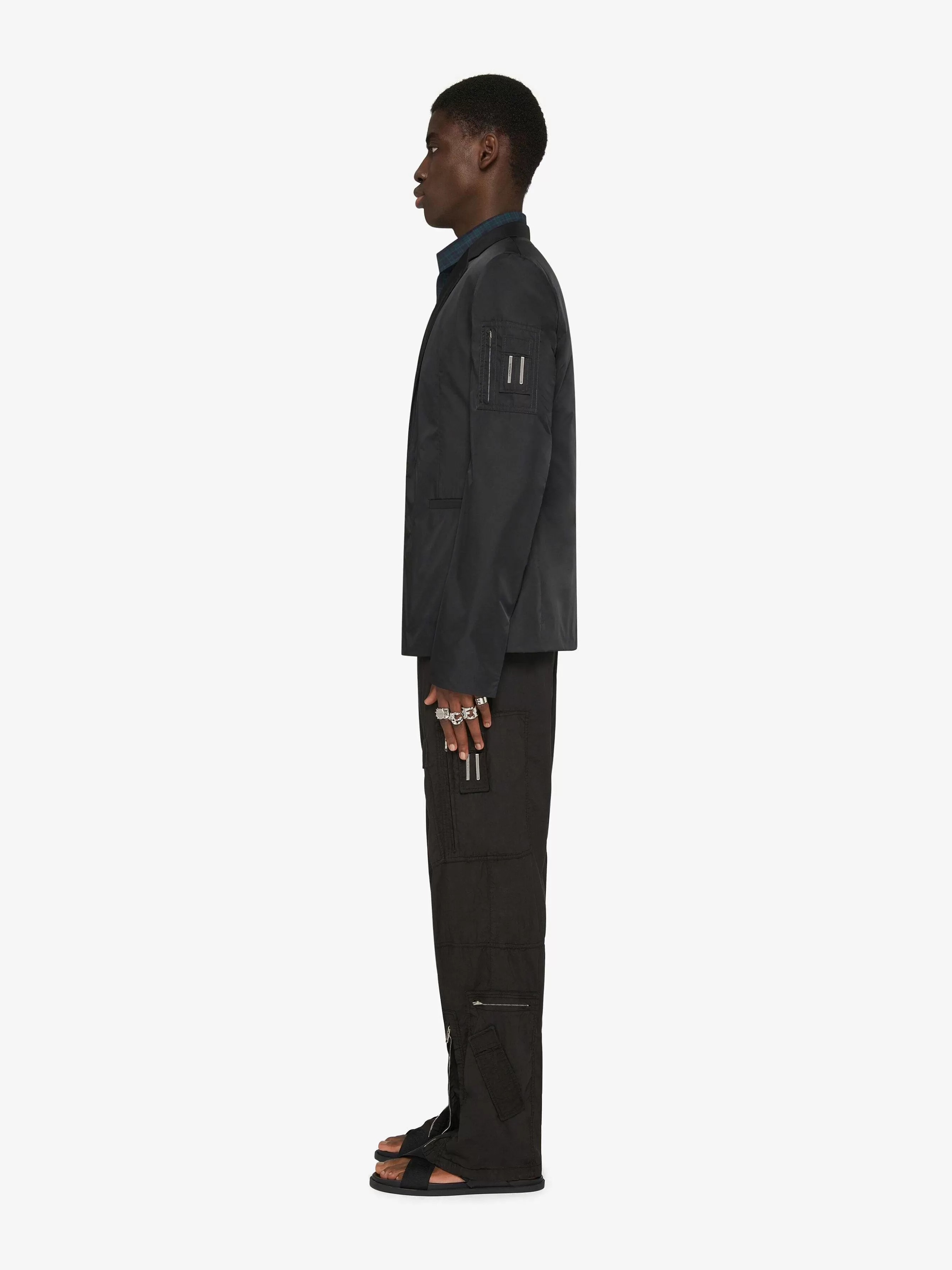 Givenchy Vestes Et Manteaux>Veste Slim Fit En Tissu Technique Noir