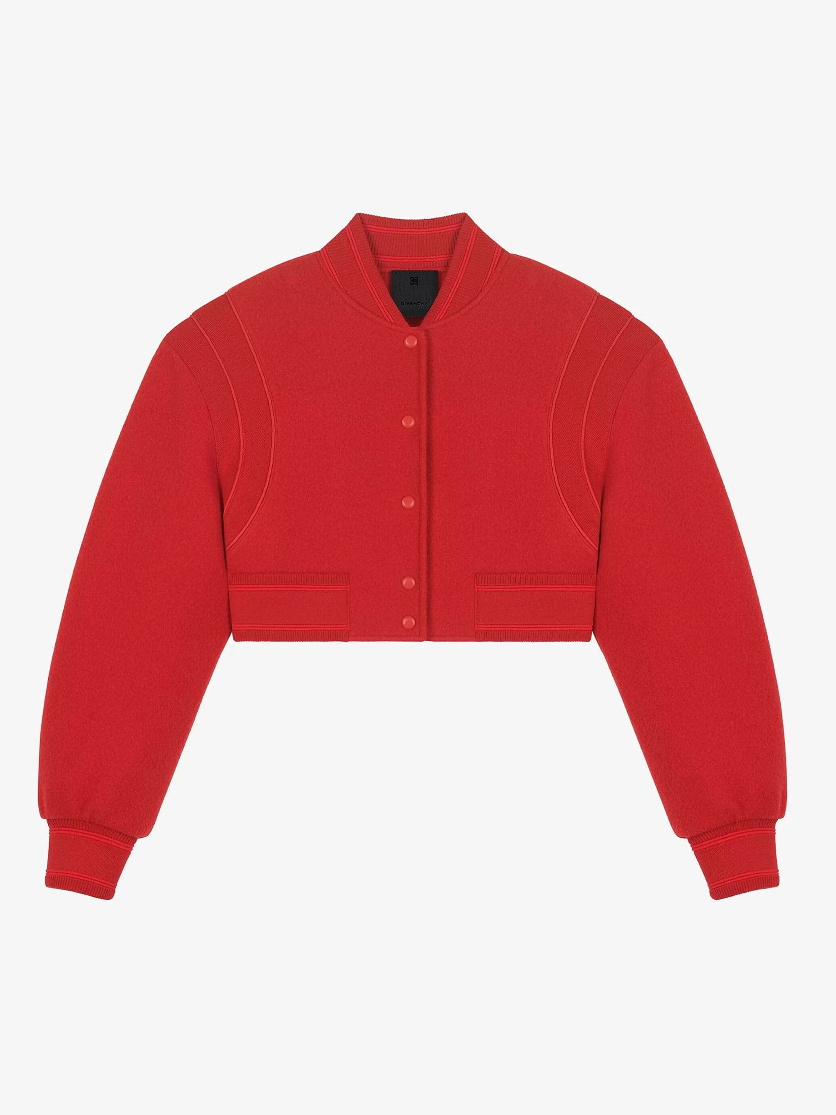 Givenchy Vetements D'Exterieur Et Blousons>Veste Varsity Courte En Laine Bouillante Rouge