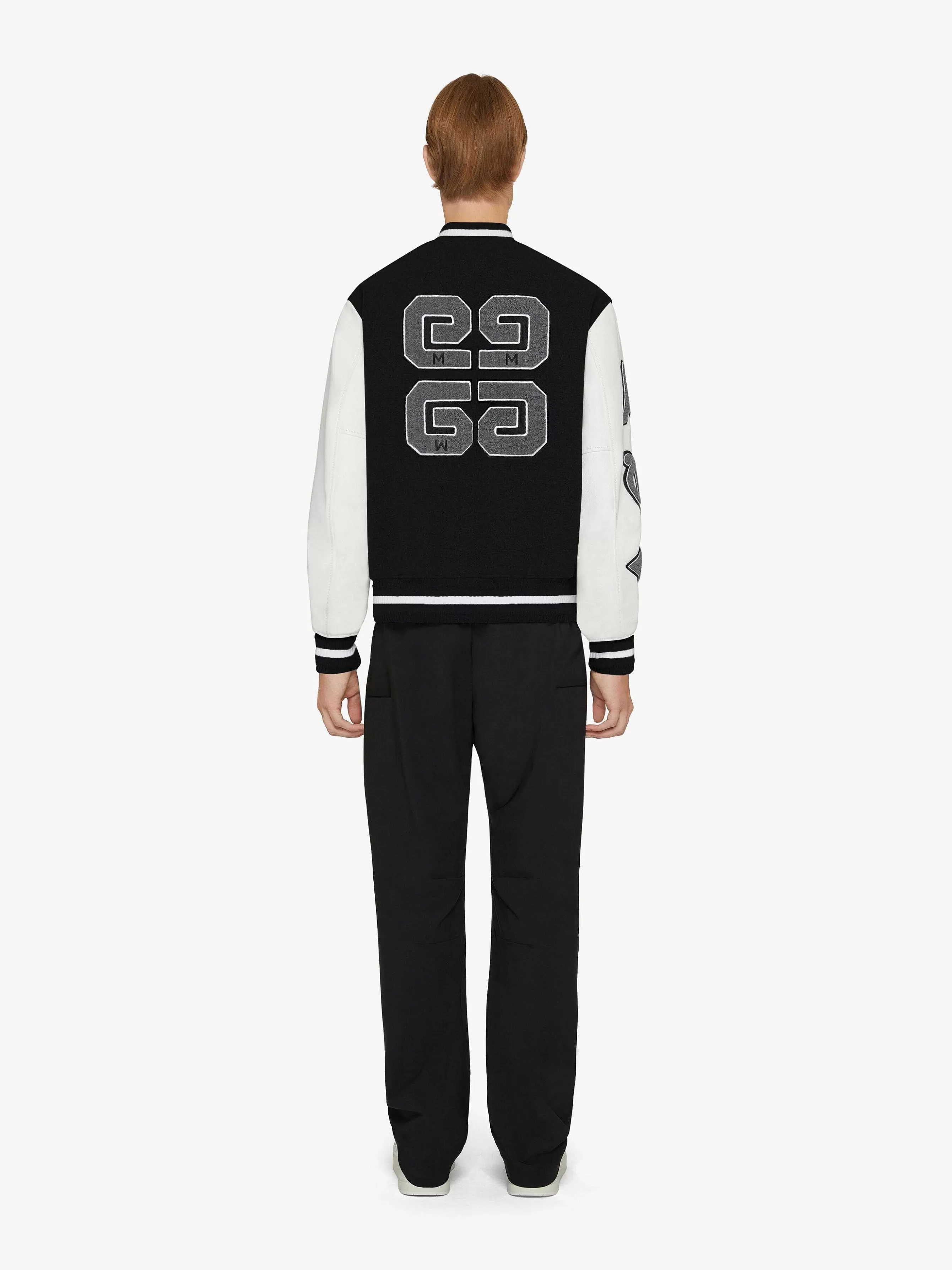 Givenchy Vetements D'Exterieur Et Blousons>Veste Varsity En Laine Et Cuir Brodes Noir Blanc