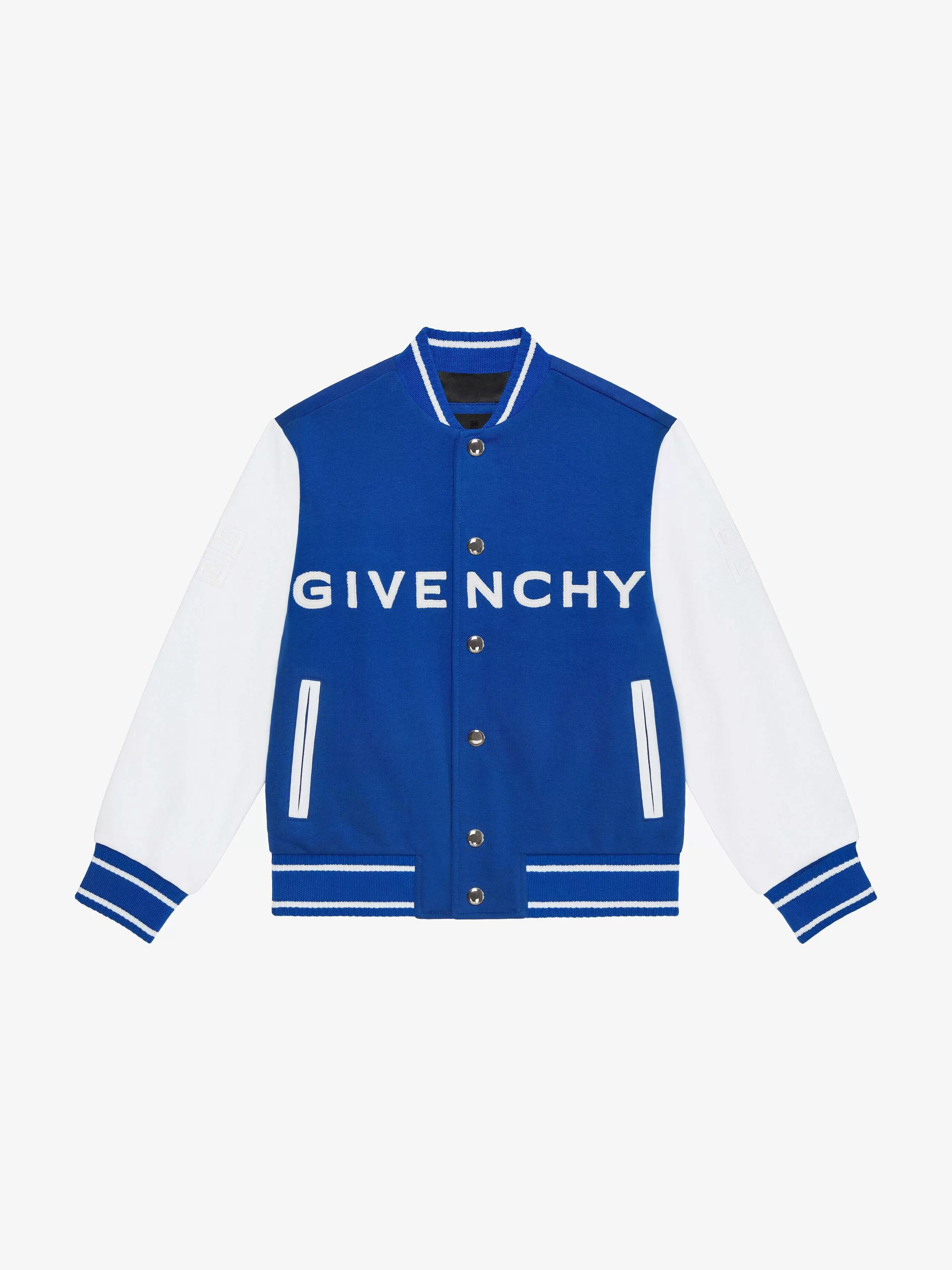 Givenchy Garçon (4 À 12 Ans)>Veste Varsity En Polaire Brodee Blanc Bleu