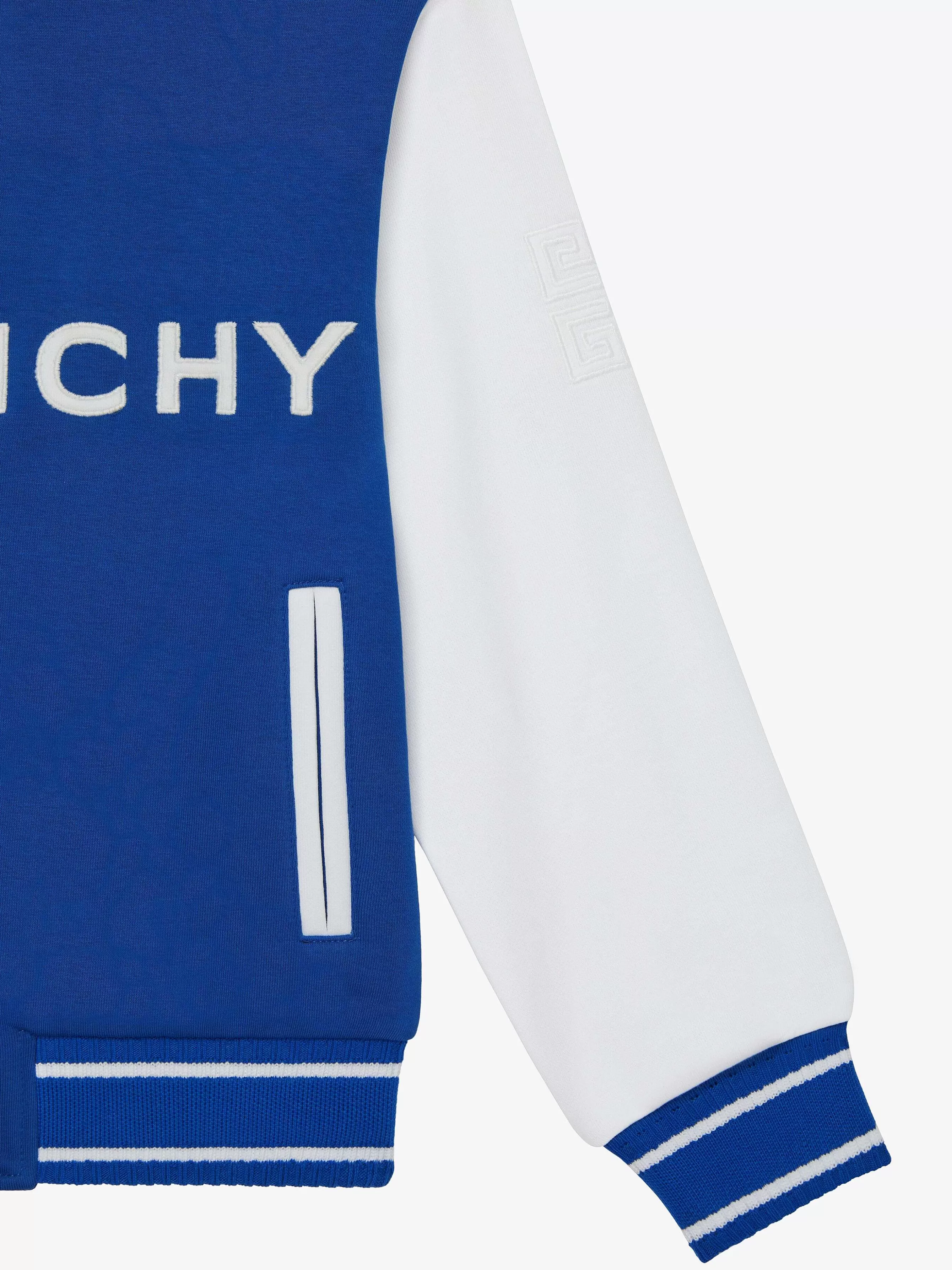 Givenchy Garçon (4 À 12 Ans)>Veste Varsity En Polaire Brodee Blanc Bleu