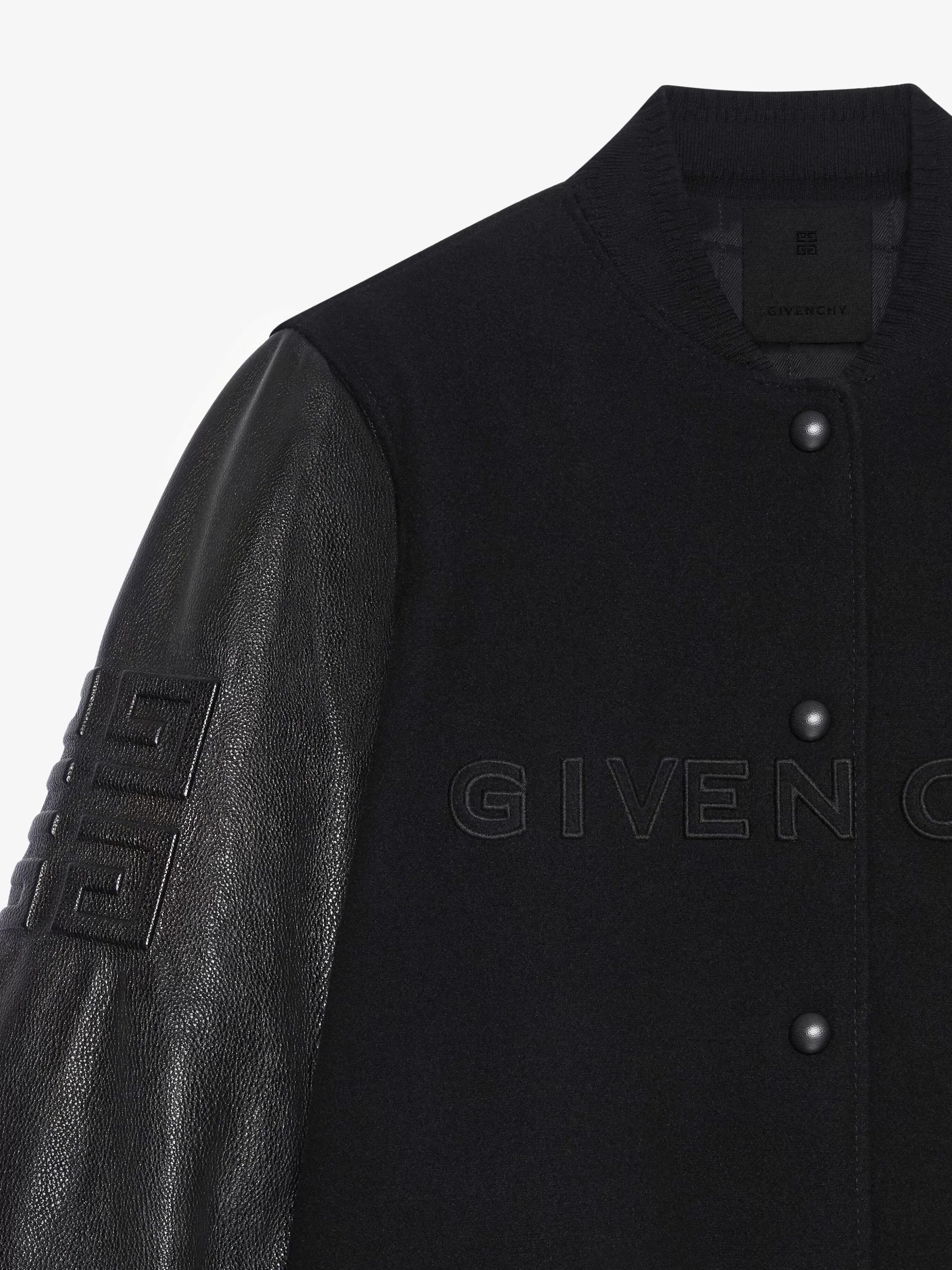 Givenchy Vetements D'Exterieur Et Blousons>Veste Varsity En Laine Et Cuir Noir Blanc